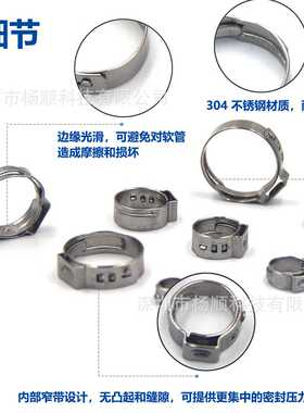 跨境130pcs盒装 304不锈钢单耳无极卡箍5.8-21mm组合套装配卡箍钳
