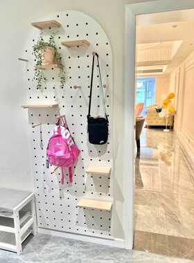 洞洞板墙上置物架实木板装饰墙面展示架墙上隔板收纳入户置物架厂