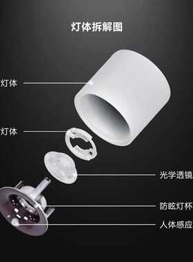 三棵松感应灯人体感应嵌入式天花灯入户门过道阳台玄关智能光控灯