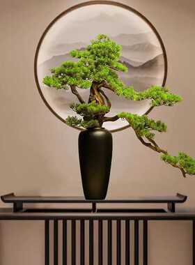 新中式仿真迎客松盆景绿植盆栽客厅玄关办公室茶室家居装饰摆件
