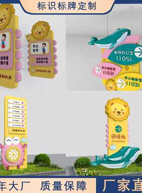 学校导视牌幼儿园门牌公告栏不锈钢幼儿宣传栏铁艺标识指示牌厂家