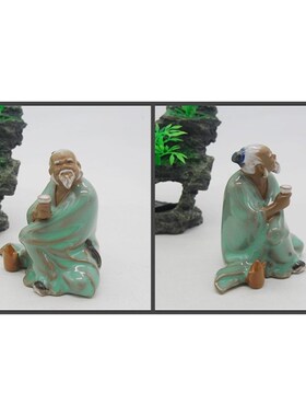 代酒饮酒古林人物陶瓷摆件园喝园艺假山盆景造景装饰品家居工艺品