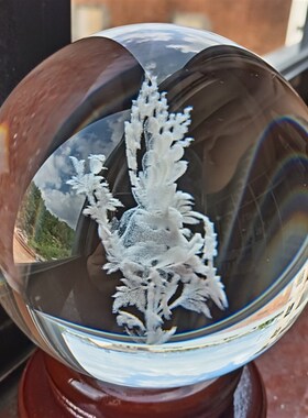 摩尼复珠内雕水晶球佛堂供饰宝古风客厅结缘装奉摆件纯手工制作