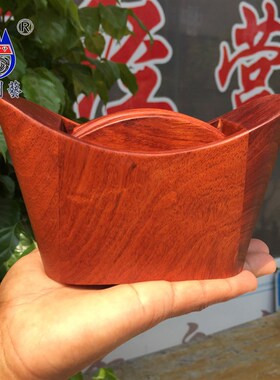 红木茶杯梨缅甸花垫实木质大果紫檀杯宝形家用功夫茶防烫隔热元垫