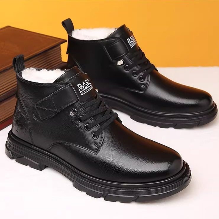 【保暖搭子】冬季高档马丁靴加绒加厚防滑保暖男士高帮工装鞋皮鞋,淘宝优惠券,粉丝福利购,淘宝优惠卷