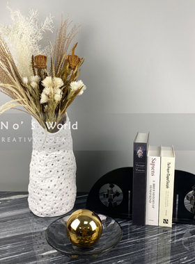 现代轻奢水晶棋盘摆件组合洞洞花器样板房售楼部客厅餐桌软装饰品