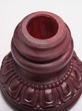 藏式实木手摇底座莲花木头转金轮底座柏木格萨尔王实木权杖底座