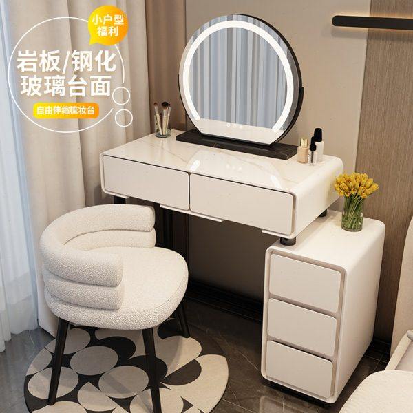 小户型梳妆台卧室60cm现代简约2024新款奶油风主卧斗柜一体化妆桌,淘宝优惠券,粉丝福利购,淘宝优惠卷