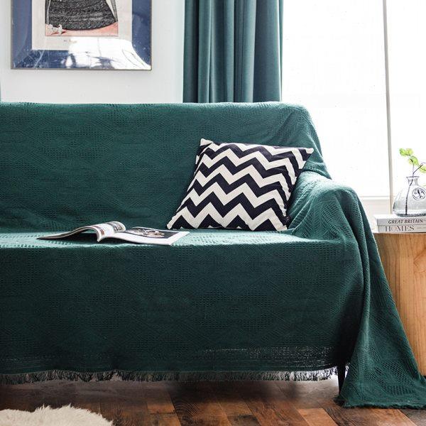 盖布沙发巾全盖简约纯色沙发垫北欧轻奢墨绿色沙发套沙发罩布全包,淘宝优惠券,粉丝福利购,淘宝优惠卷