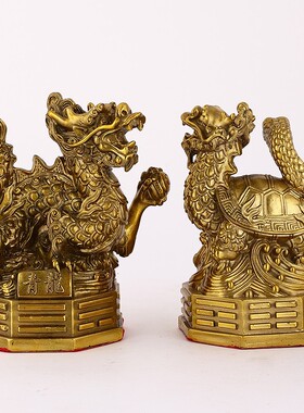 厂家 铜四神兽摆件灵兽摆件青龙白虎朱雀玄武黄铜四方兽