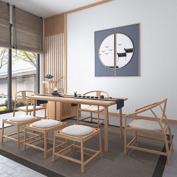 【工厂】新中式茶桌椅组合现简约茶台桌酒店民宿原木色家具,淘宝优惠券,粉丝福利购,淘宝优惠卷