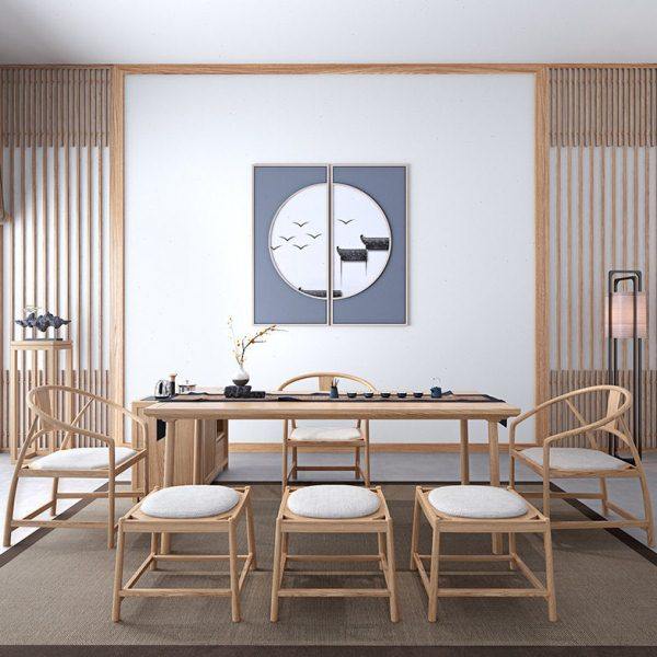 【工厂】新中式茶桌椅组合现简约茶台桌酒店民宿原木色家具,淘宝优惠券,粉丝福利购,淘宝优惠卷