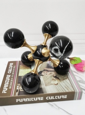 现代简约样板房客厅家居装饰摆件茶D几托盘十字分子配饰大理石水