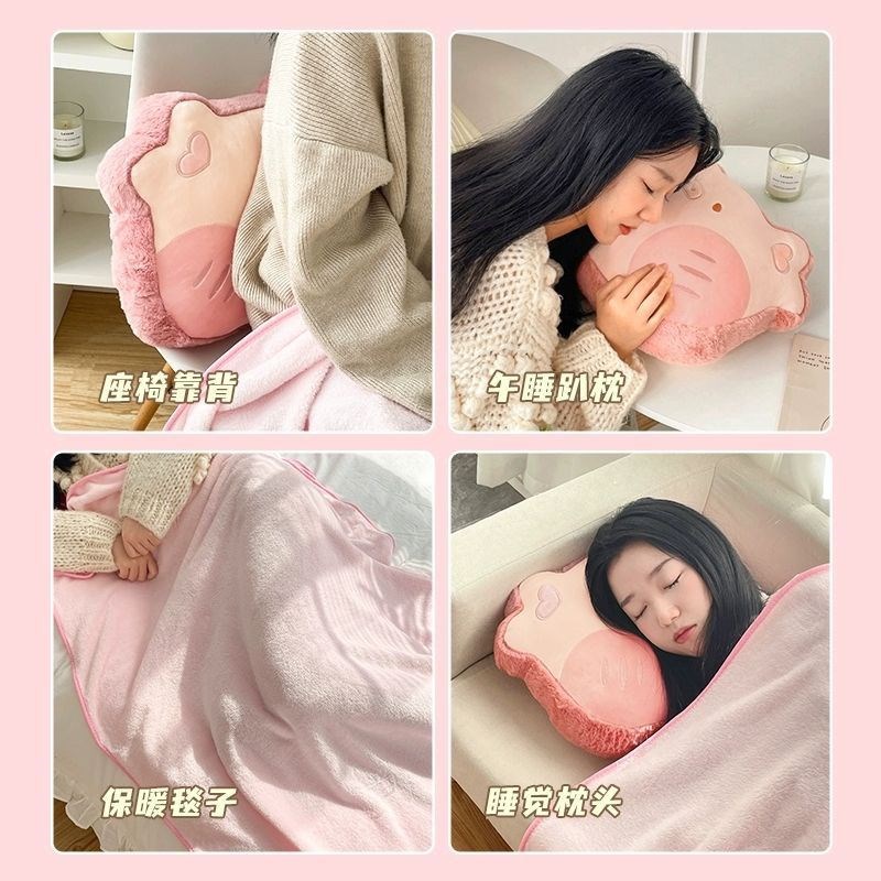 加厚抱枕被子两用猪o抱枕办公室午睡小枕头车载毛毯靠枕毯子二合 - 图2