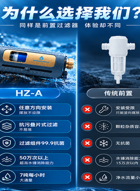家用全屋横向叠片前置过滤器大流量反冲洗万向安装自来水净水器