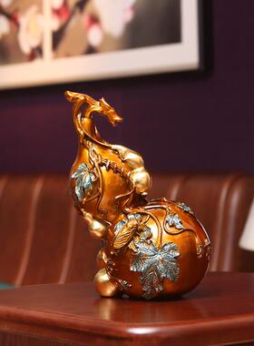 黄铜葫芦摆件办公室家居桌面工艺品多子多福葫芦礼品龙头铜葫芦