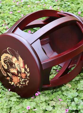 古筝圆凳鼓凳紫檀色花鸟图案中式复古厂家 蝶恋花古筝配件