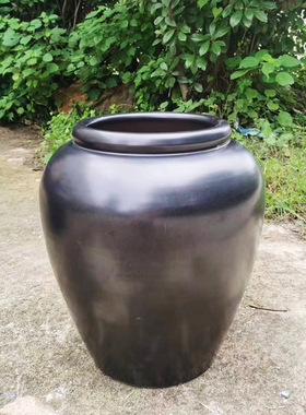 景德镇陶瓷 小花瓶黑色客厅摆件 粗陶复古中式花器家居工艺品