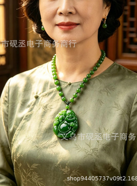 厂家批发仿绿玉佛抱貔貅弥勒佛项链貔貅毛衣链平安扣吊坠礼品挂件