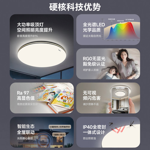 松下客厅灯全光谱护眼吸顶灯卧室灯简约现代客厅主灯led灯具-明畔 - 图0