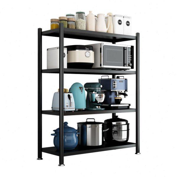 黑色厨房置物架落地多层家用储物免打孔微波炉放烤箱锅架子,淘宝优惠券,粉丝福利购,淘宝优惠卷