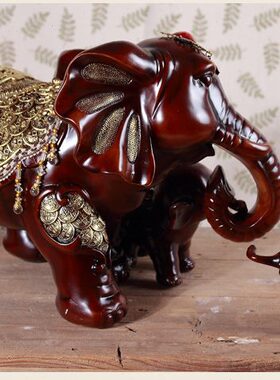 家居装饰摆件欧式中式招财大象母子象动物摆件家居玄关创意摆件