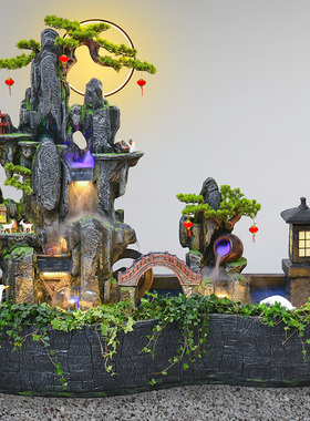 大型假山流水摆件瀑布喷泉循环水景庭院酒店花园露台造景户外鱼池