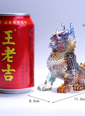 寿喜璃临麒麟客厅装饰房法琉双彩色书古摆件中式祝福桌面摆设