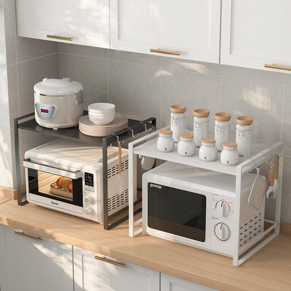 厨房微波炉置物架烤箱架子家用台面桌面双层可伸缩电饭锅煲收纳架,淘宝优惠券,粉丝福利购,淘宝优惠卷