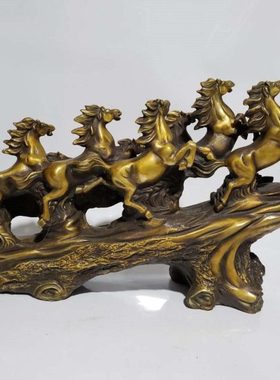 纯铜摆件八骏马中式玄关装饰品八骏雄风居家客厅公司铜马案台摆设