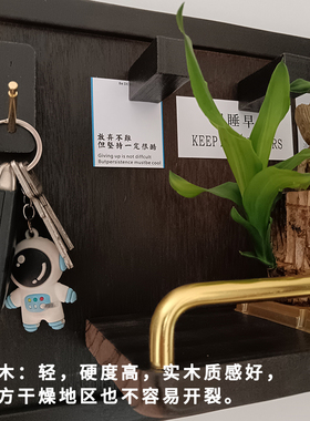 胡桃木色入户门原木风高端室内电表箱装饰画挂023新款打免孔带2钩