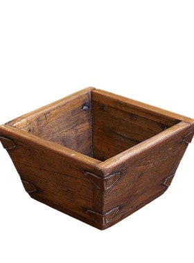 老旧实木进宝日进斗金仿古米斗创意粗陶客厅摆件艺术品开张礼凌之