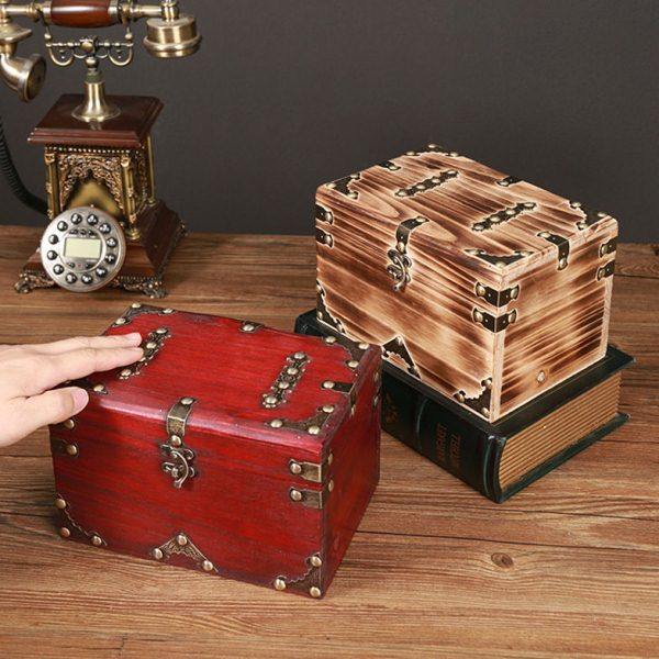 复古实木收纳盒家用桌面杂物收纳箱仿古首饰盒影视道具百箱,淘宝优惠券,粉丝福利购,淘宝优惠卷