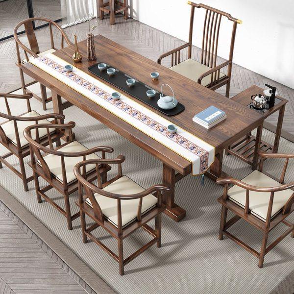 新中式橡胶木大板茶台公泡茶一体桌禅意功夫组合全实木家用茶桌,淘宝优惠券,粉丝福利购,淘宝优惠卷