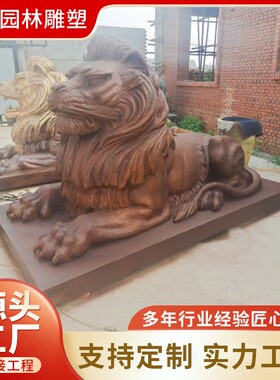 厂家可订纯铜大型门狮摆件黄铜纯手工铸造仿古铜狮子铸铜动物雕塑
