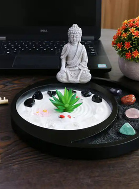 冥想佛迷你禅园日本盆景植物生长套件与木材植物标记摆件礼品套件