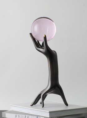 家居样板房桌面铁艺手脚组合装饰摆件现代轻奢创U意装饰托盘摆设