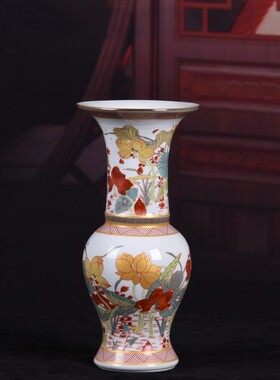 景德镇陶瓷花瓶 复古纹花觚家居用品装饰摆件旅游古玩仿古瓷瓷器