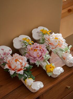 如意如意顺我心意花开富贵吉祥如意非遗手工牡丹花摆件乔迁礼品