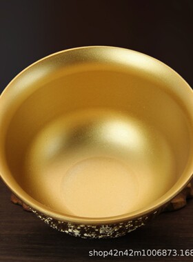 黄铜百福金碗浮雕聚宝碗招财摆件大号金饭碗满月婚庆开业商务送礼