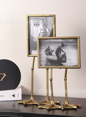 你可居现代画框简约金属相框金色复古客厅书房展示7寸鸭掌创意照