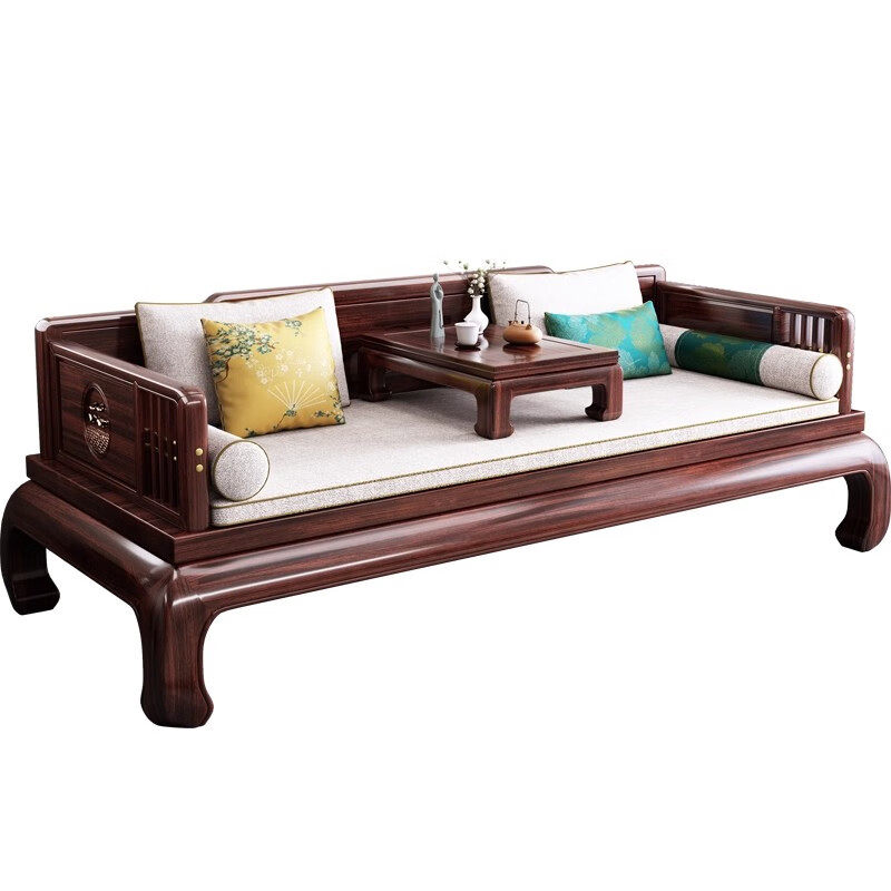 乌金木仿古全实木罗汉床大小户型多功能沙发床一体两用折叠抽拉床,淘宝优惠券,粉丝福利购,淘宝优惠卷