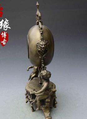 古玩古董杂项 回流黄小西洋钟 机械钟表欧侙复古摆件收藏