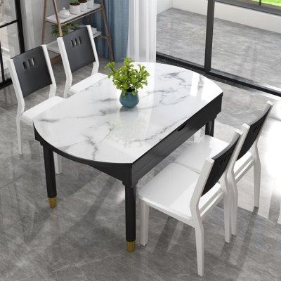 实木餐桌椅组合 现代简约餐桌家用小户型折叠可伸缩圆桌带电磁炉,淘宝优惠券,粉丝福利购,淘宝优惠卷