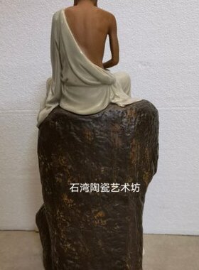 石湾陶瓷公仔稳坐钓鱼台手工摆件家居客厅装饰收藏送礼霍家荣罗汉