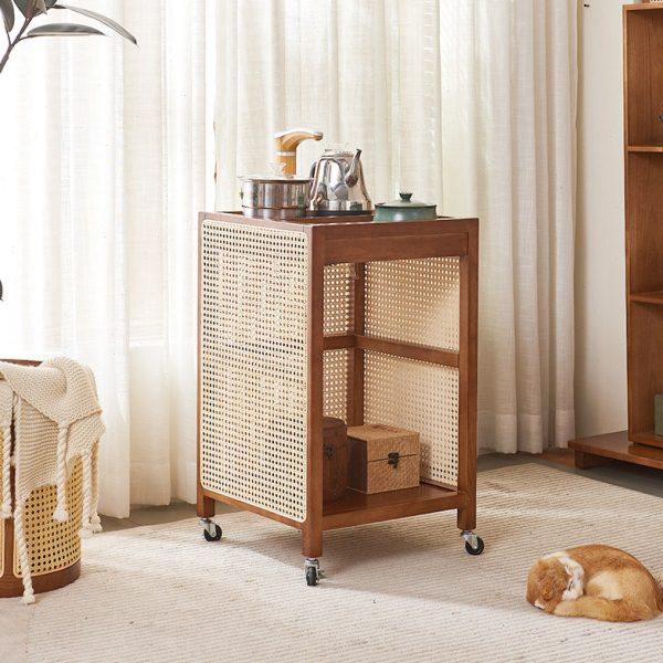 日式茶室家具藤编茶水柜茶几柜可移动烧水壶一体小茶台泡茶桌边柜,淘宝优惠券,粉丝福利购,淘宝优惠卷