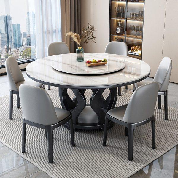 实木岩板餐桌椅组合家用小户型现代简约大理石圆桌带电磁炉饭桌子,淘宝优惠券,粉丝福利购,淘宝优惠卷