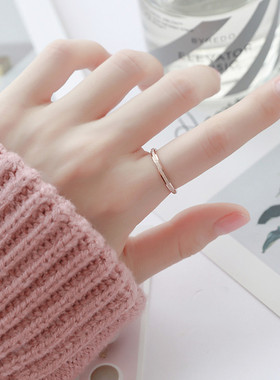 冷淡风chic戒指女时尚s网红细版磨砂男女情侣对戒尾戒个性钛钢食