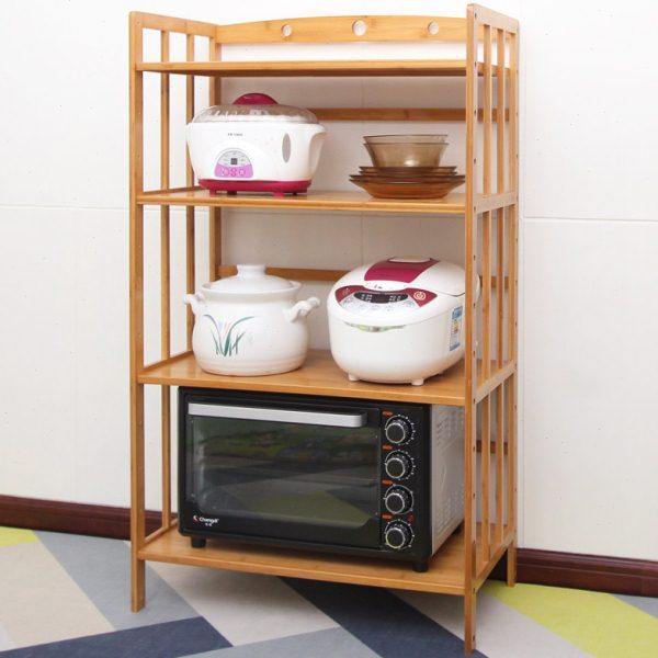 天台悦先楠竹厨房置物架微波炉烤箱收纳架客厅实木锅具用品多层储,淘宝优惠券,粉丝福利购,淘宝优惠卷
