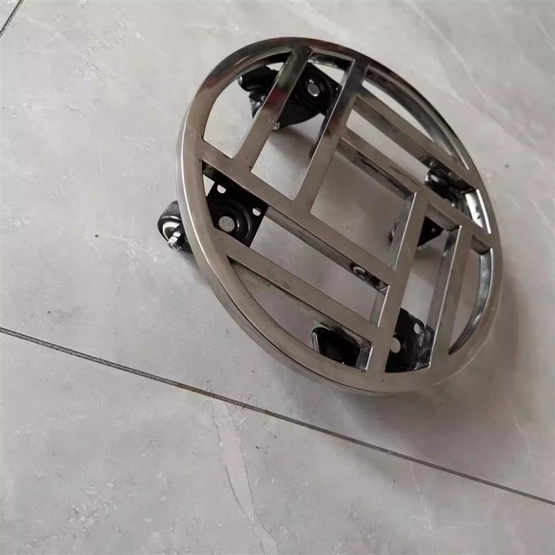 不锈钢圆形e移动大花盆与轴距万向轮花架盆景架龟车储存架 - 图1